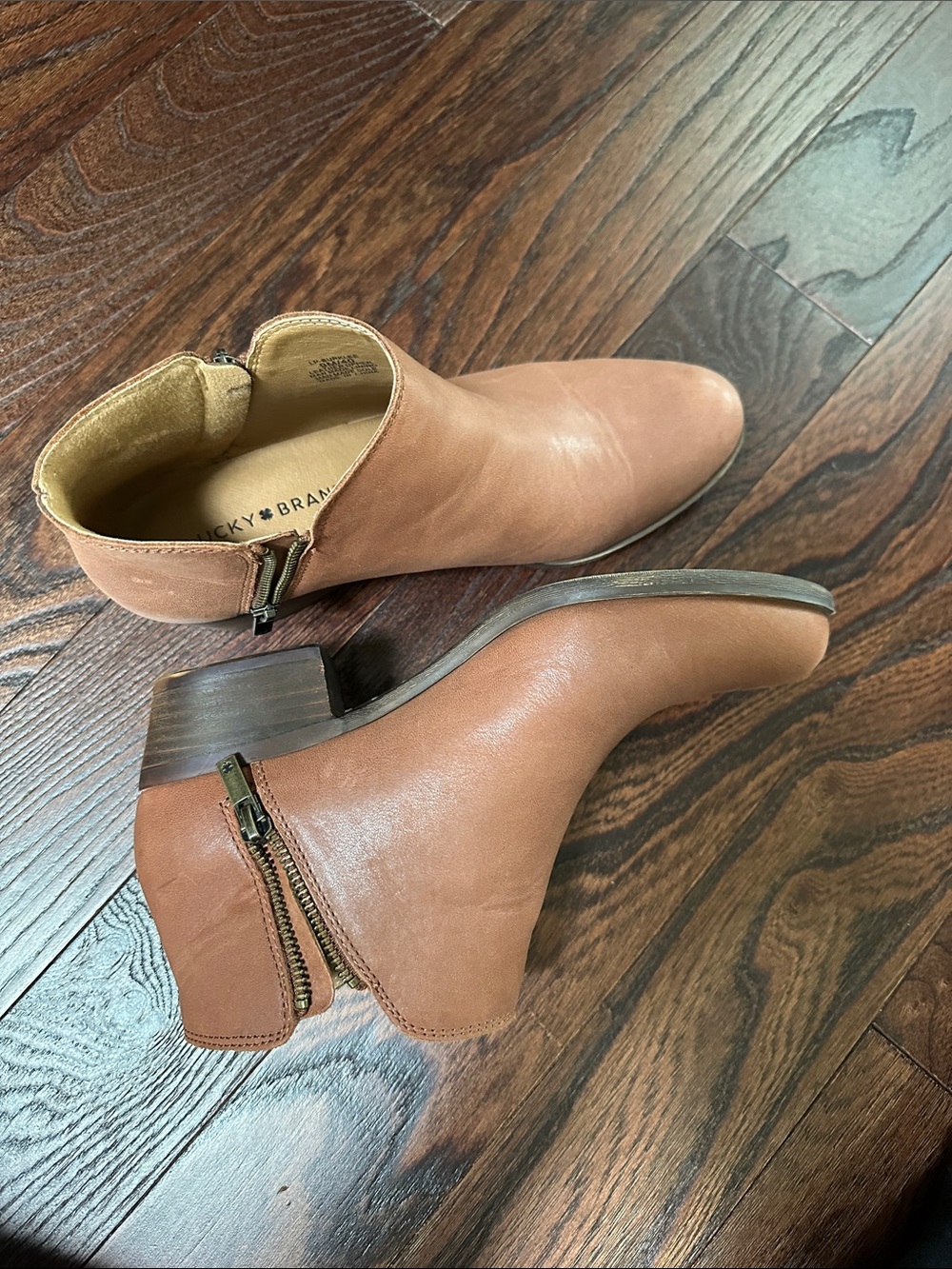 Lucky Brand Tan Leather Side-Zip Ankle Booties - Picture 3 of 8